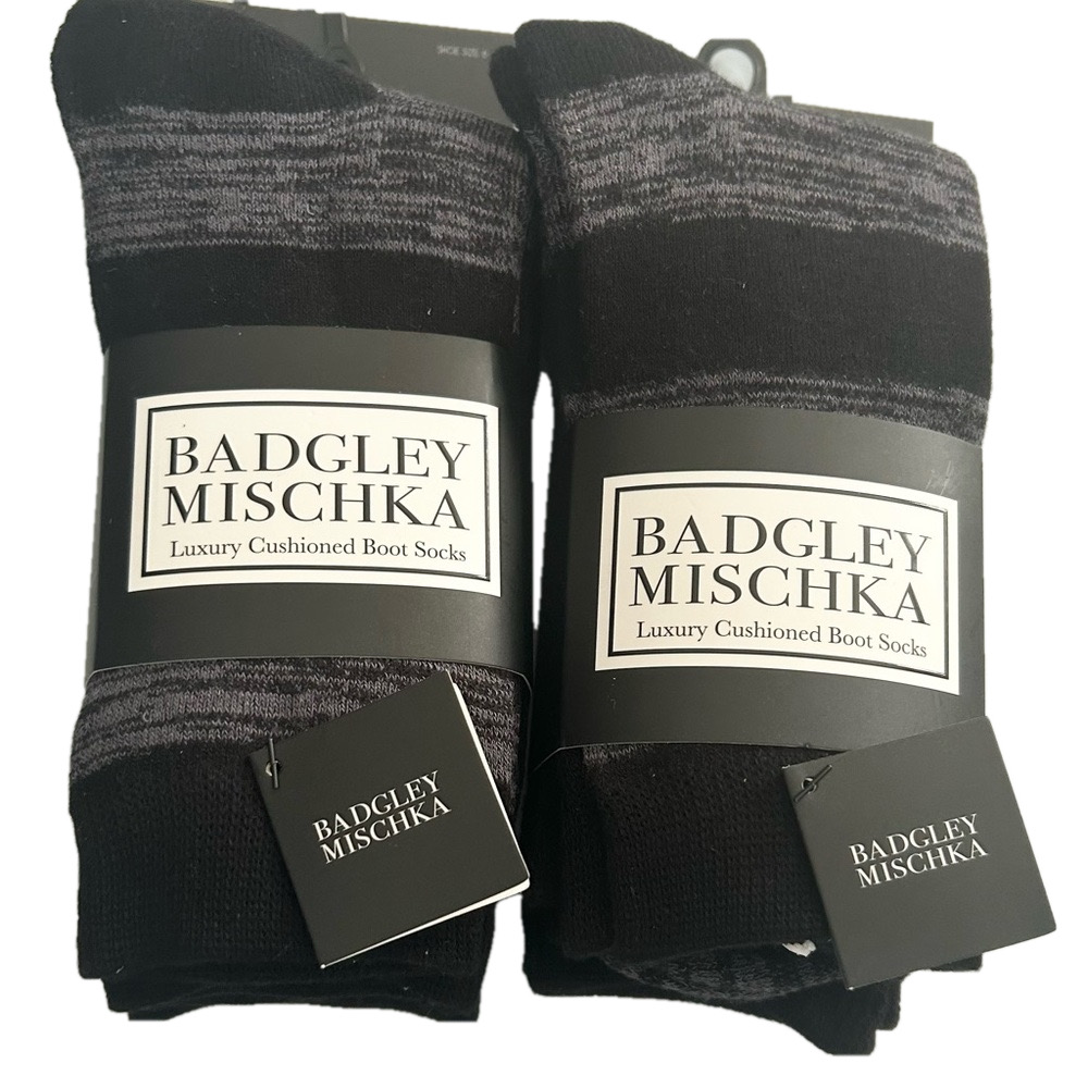 Badgley Mischka 6 Pairs Woman’s Luxury Cushioned Boot Socks Black Charcoal 6-10